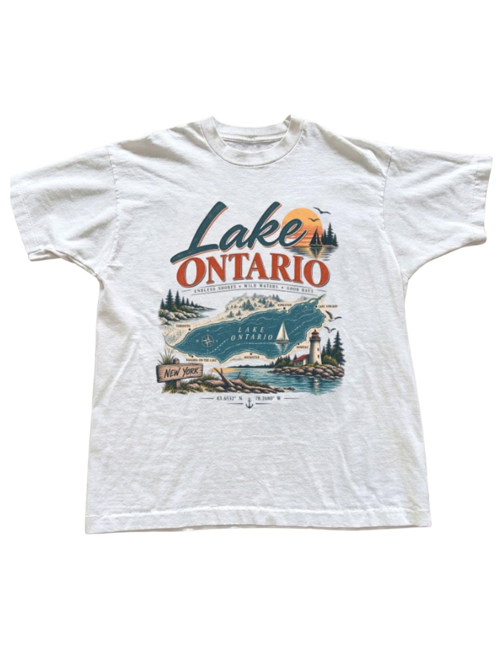 Gildan Lake Ontario Graphic Tee - White